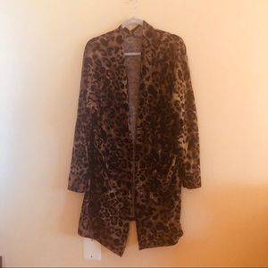 Leopard print sweater coat